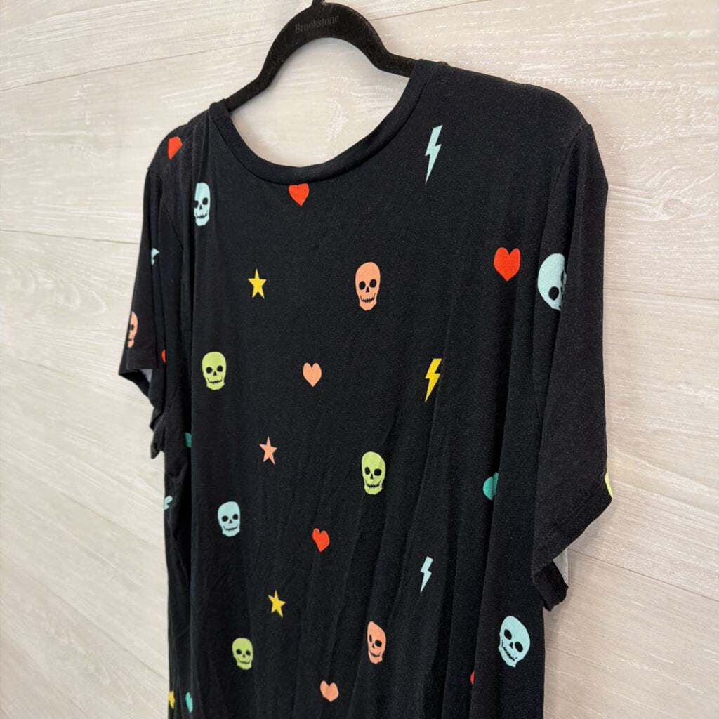 Torrid Black/ Multi Skull Print Short Sleeve Top 3XL