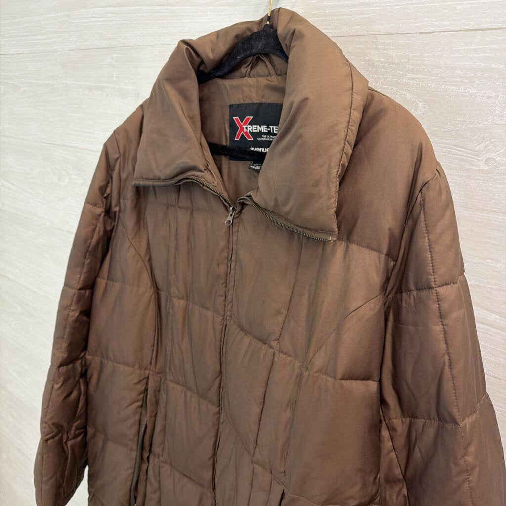 Xtreme Tek Brown Quilted Puffer Jacket 26/28 Womens