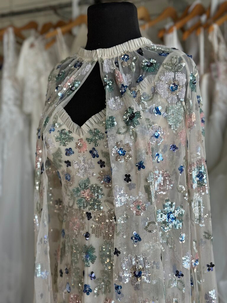Needle & Thread Sequined Dress And Cape Medium/Large