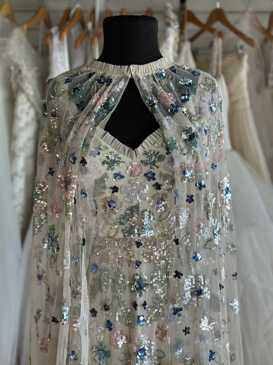 Needle & Thread Sequined Dress And Cape Medium/Large