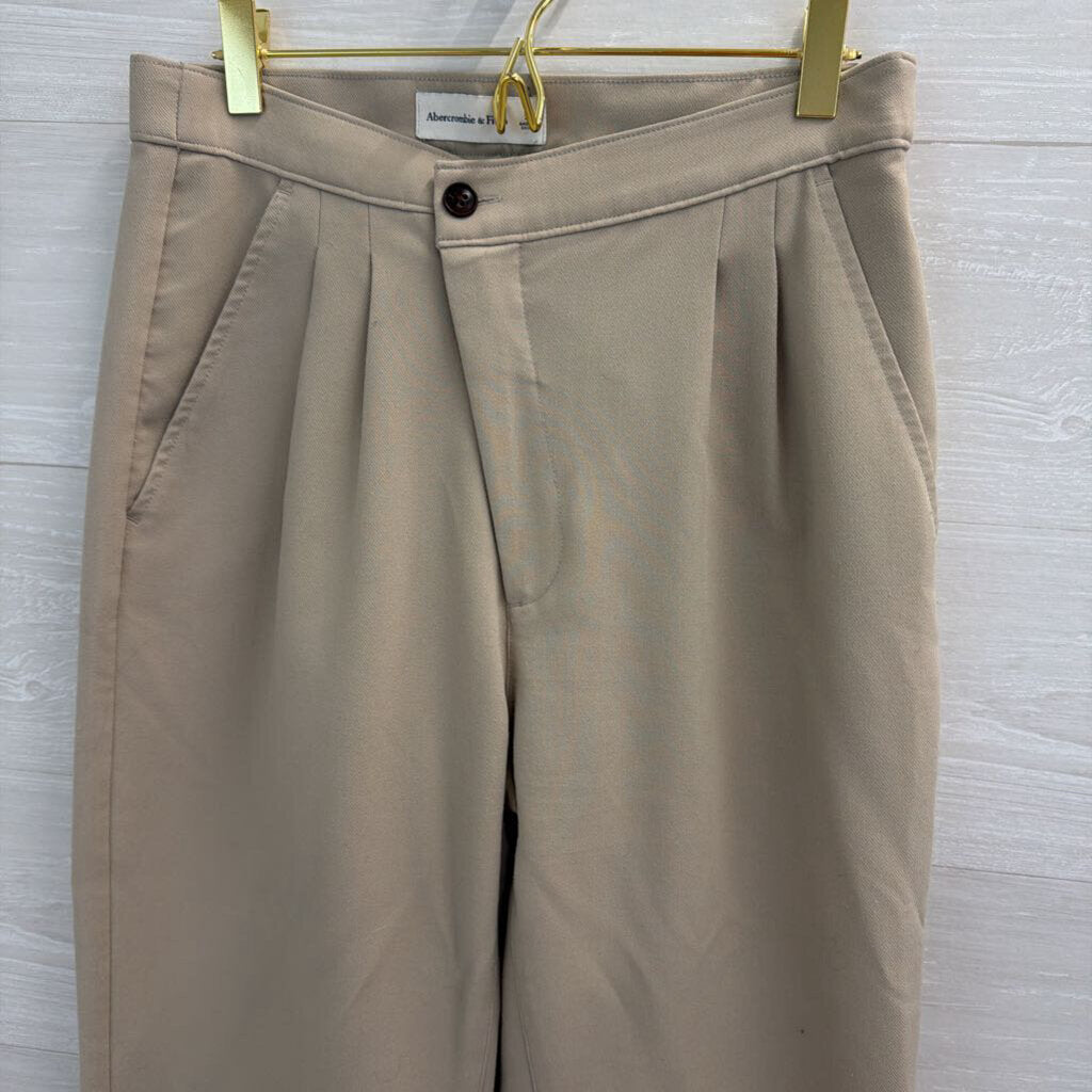 Abercrombie and Fitch Beige Cross Waist Wide Leg Trouser Pants Small