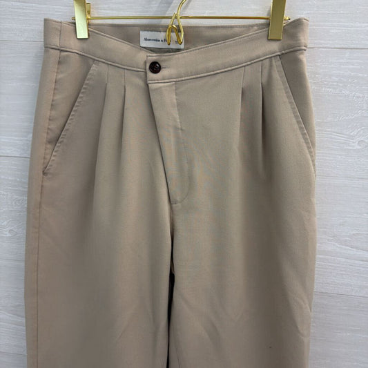 Abercrombie and Fitch Beige Cross Waist Wide Leg Trouser Pants Small