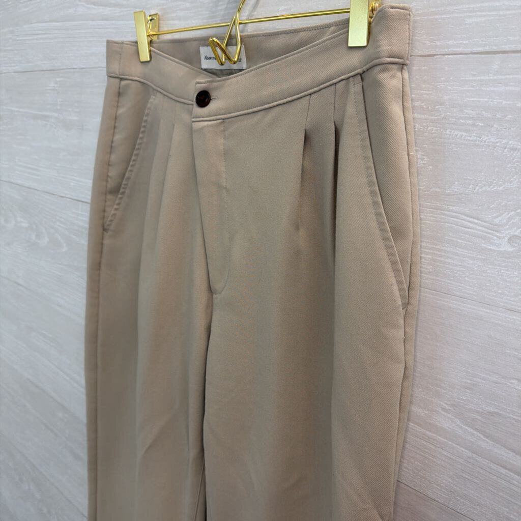 Abercrombie and Fitch Beige Cross Waist Wide Leg Trouser Pants Small
