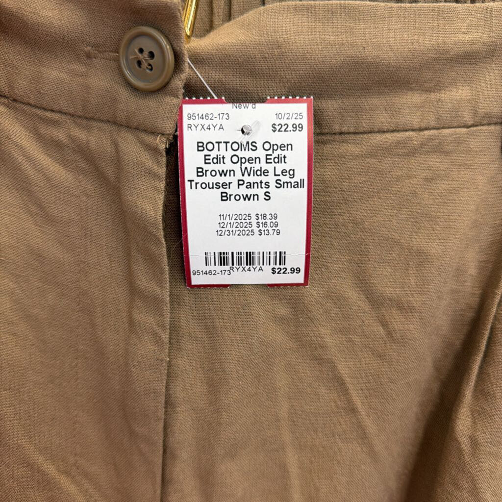 Open Edit Brown Wide Leg Trouser Pants Small