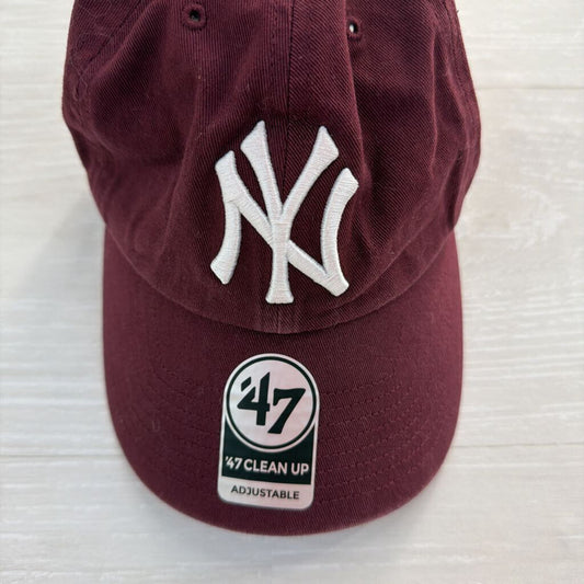Burgundy/ White Embroidered NY Baseball Hat