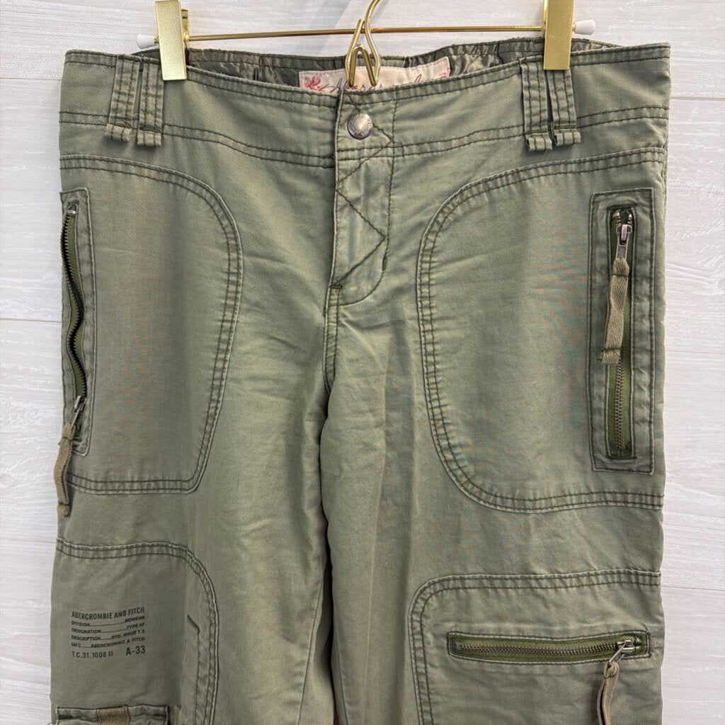 Vintage Abercrombie Green Wide Leg Cargo Pants 8