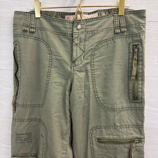 Vintage Abercrombie Green Wide Leg Cargo Pants 8