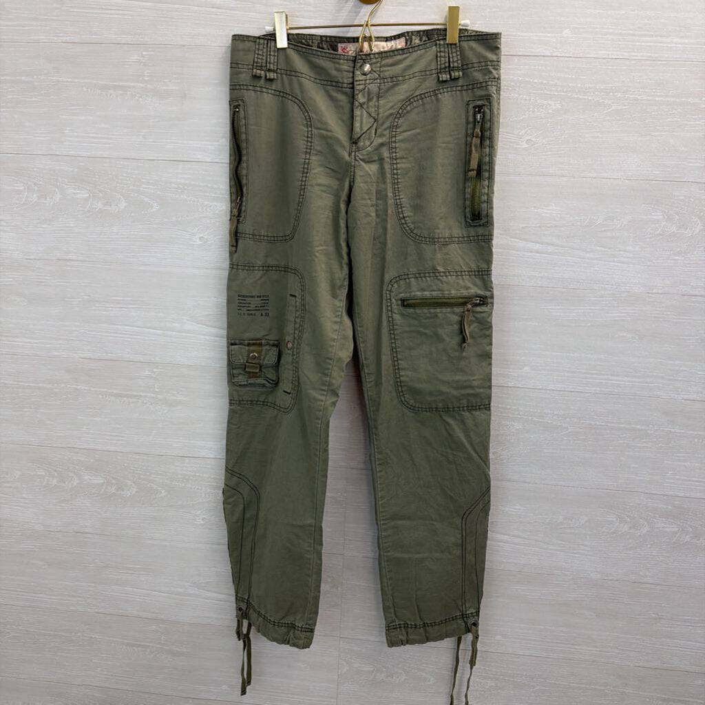 Vintage Abercrombie Green Wide Leg Cargo Pants 8
