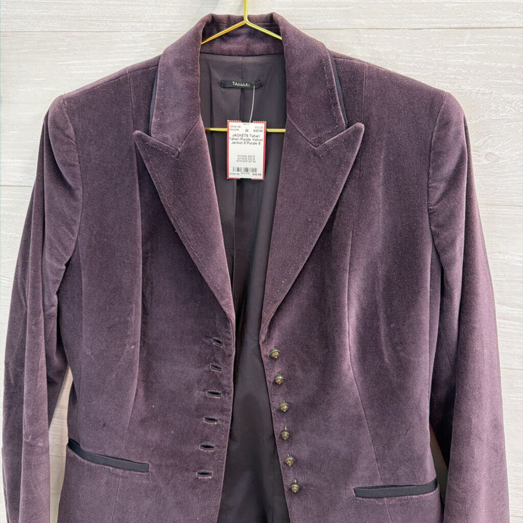 Tahari Purple Velvet Jacket 8