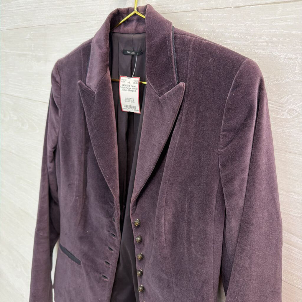 Tahari Purple Velvet Jacket 8