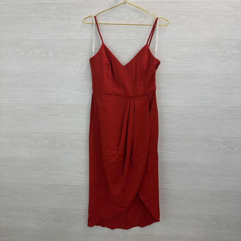 Lulus Burnt Orange Ruched Detail Midi Dress Medium