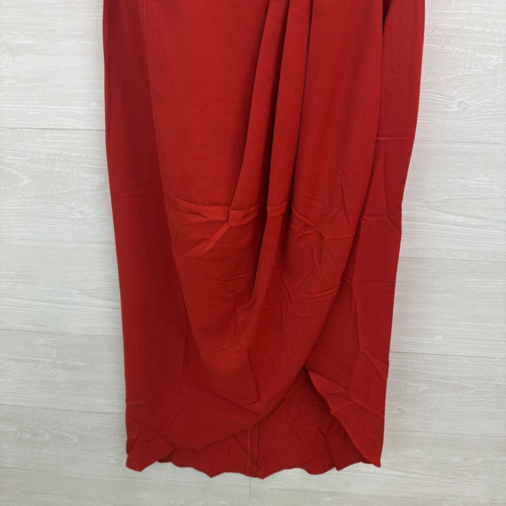 Lulus Burnt Orange Ruched Detail Midi Dress Medium