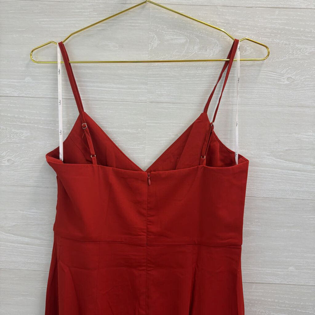 Lulus Burnt Orange Ruched Detail Midi Dress Medium
