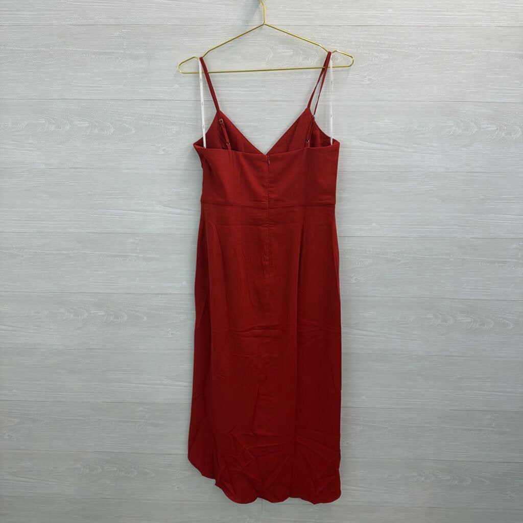 Lulus Burnt Orange Ruched Detail Midi Dress Medium