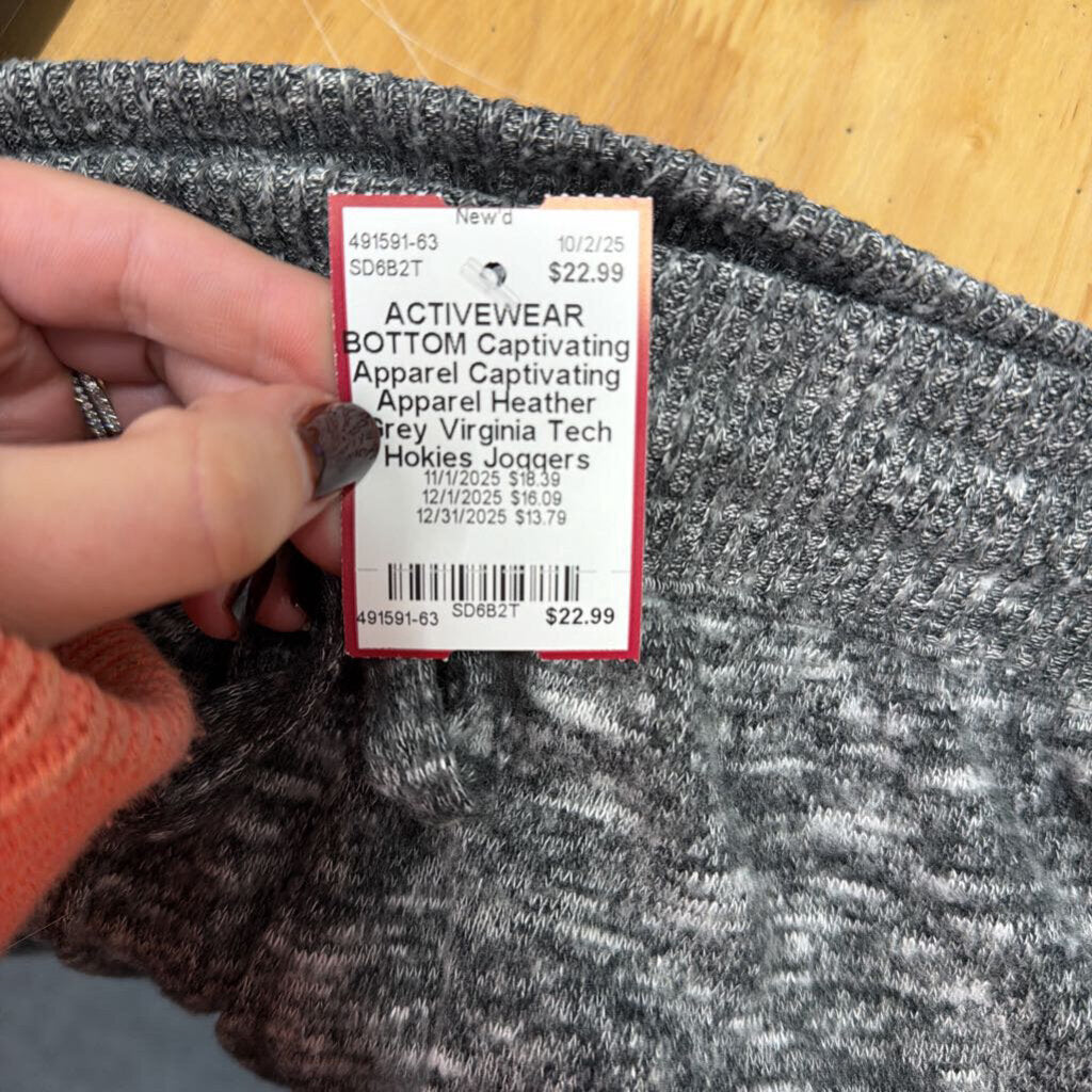 Captivating Apparel Heather Grey Virginia Tech Hokies Joggers Medium