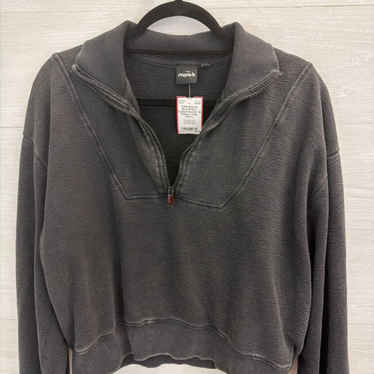 Mono B Grey Cropped Quarter Zip Pullover Large