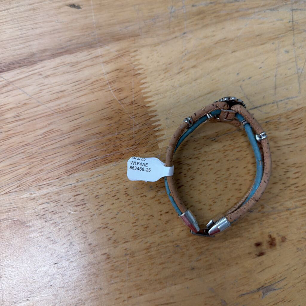 Brown Cork/ Blue Design Bracelet
