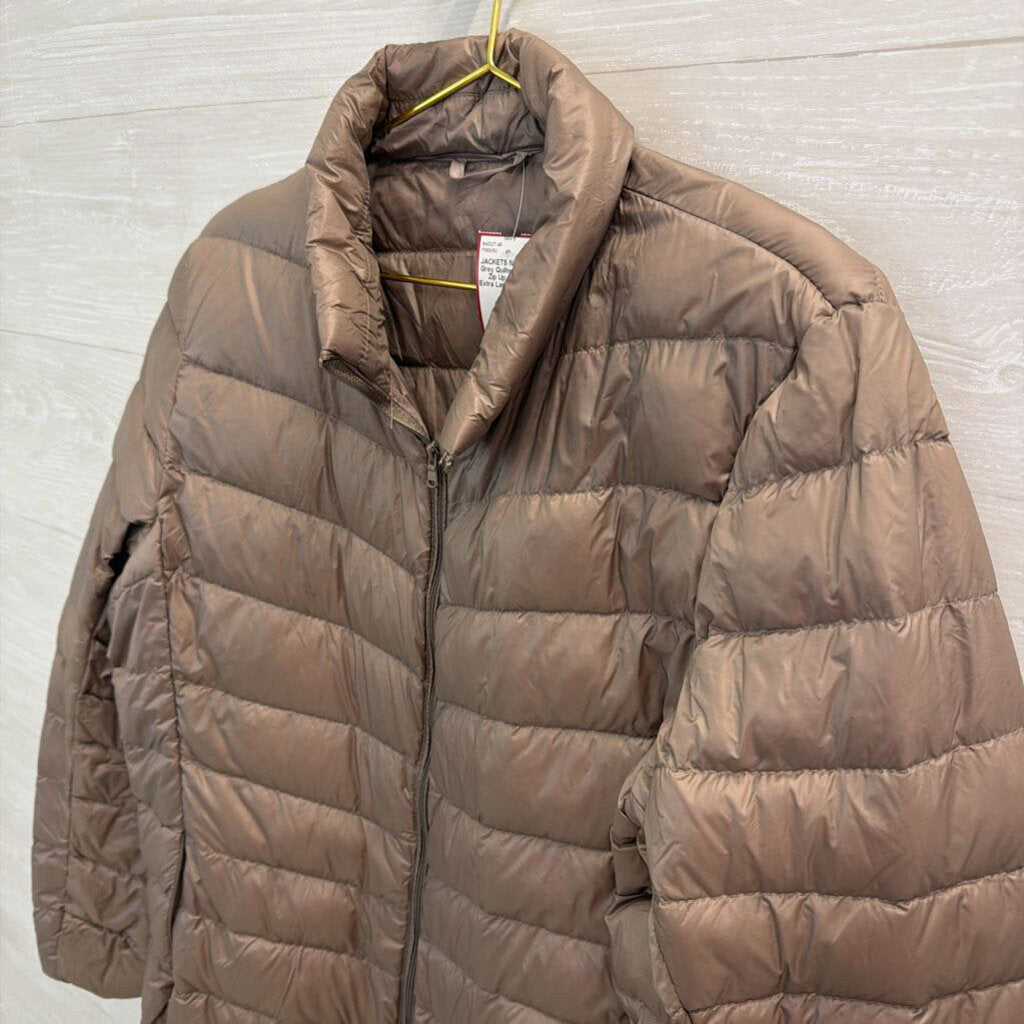 Grey Quilted Puffer Zip Up Jacket Extra Large