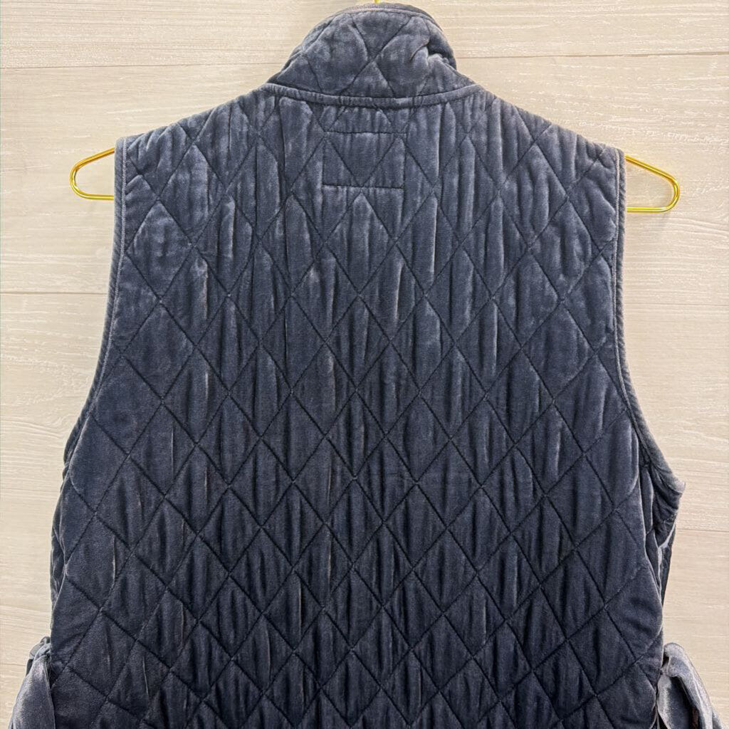 Banana Republic Blue Velvet Quilted Zip Up Vest Medium