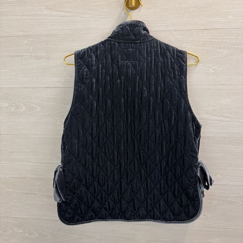 Banana Republic Blue Velvet Quilted Zip Up Vest Medium