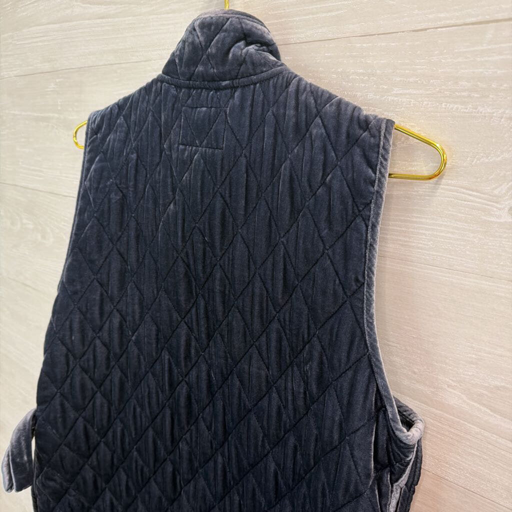 Banana Republic Blue Velvet Quilted Zip Up Vest Medium