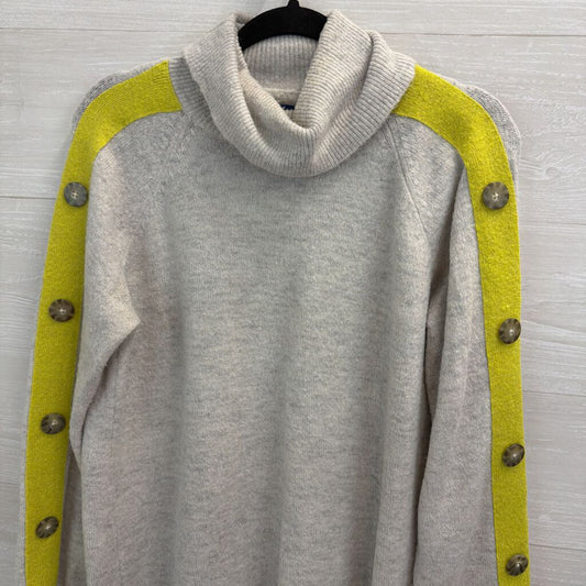 Apt 9 Grey/ Lime Green Striped Turtleneck Sweater Top Medium