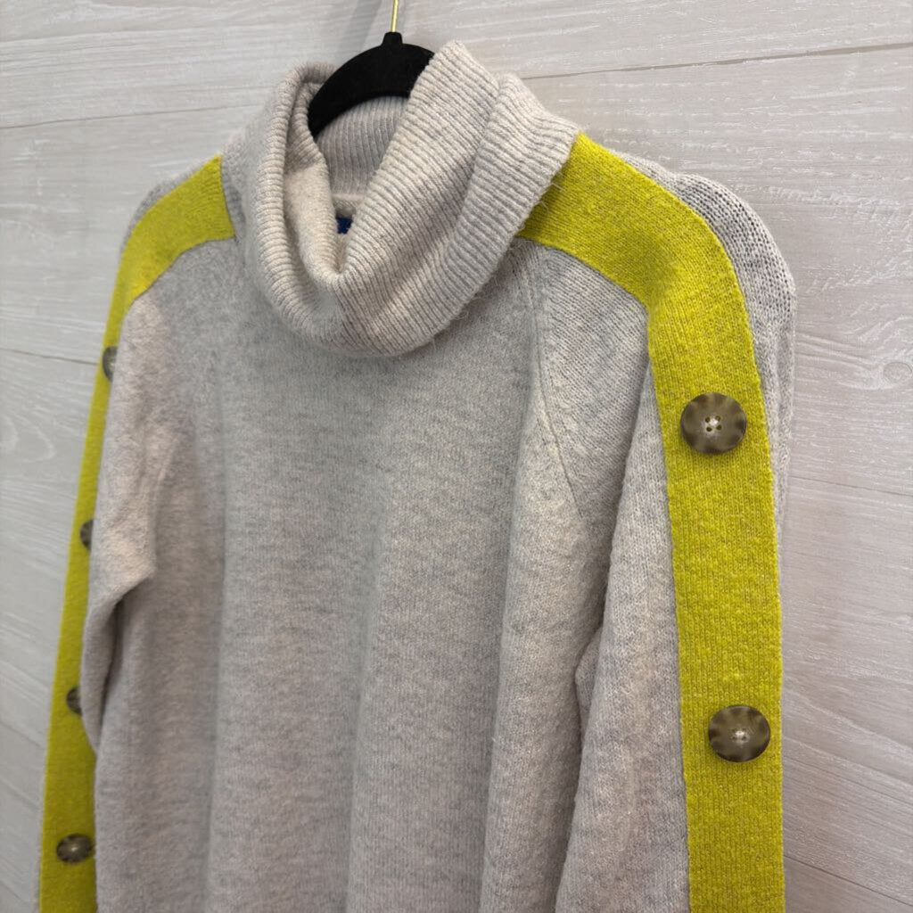 Apt 9 Grey/ Lime Green Striped Turtleneck Sweater Top Medium
