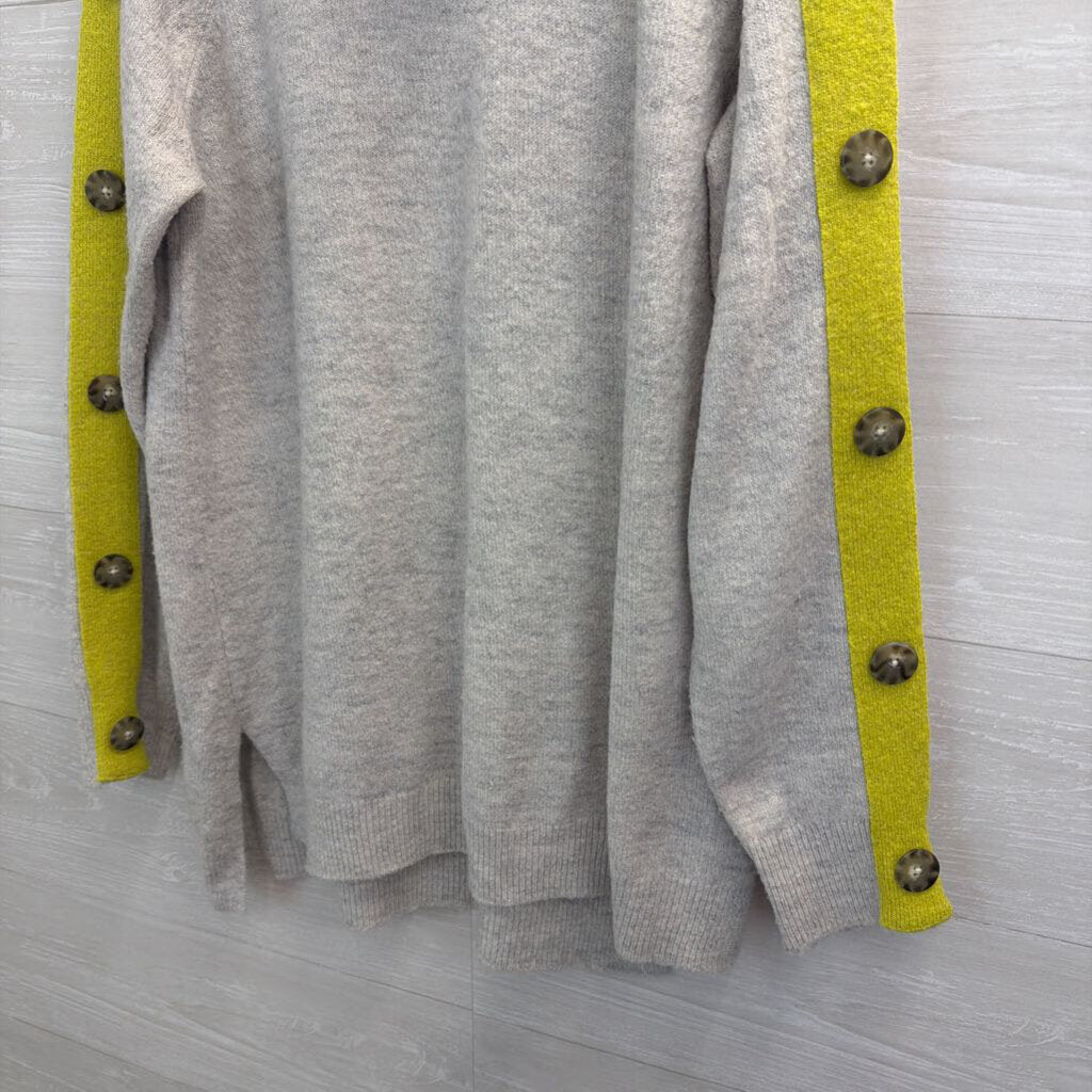 Apt 9 Grey/ Lime Green Striped Turtleneck Sweater Top Medium