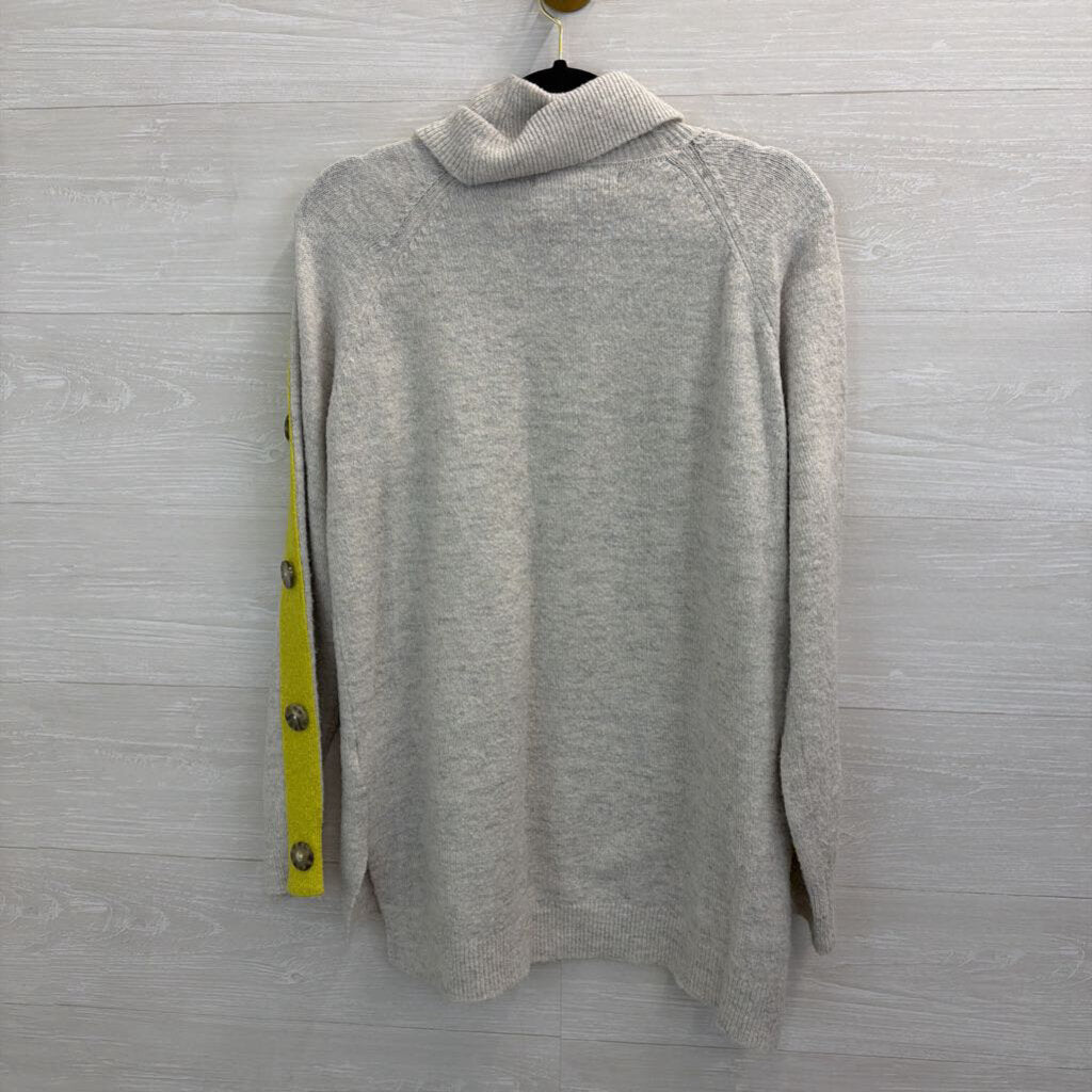 Apt 9 Grey/ Lime Green Striped Turtleneck Sweater Top Medium