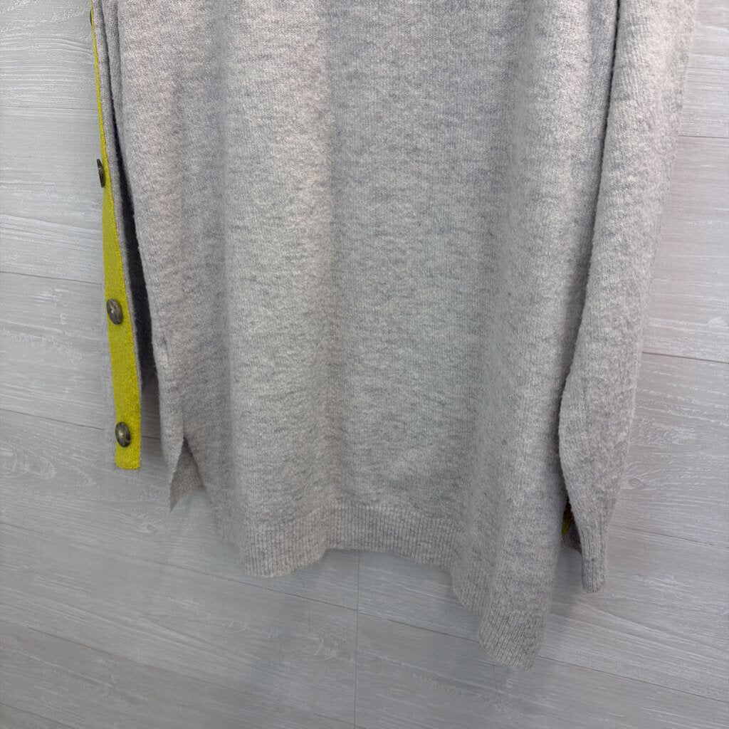 Apt 9 Grey/ Lime Green Striped Turtleneck Sweater Top Medium