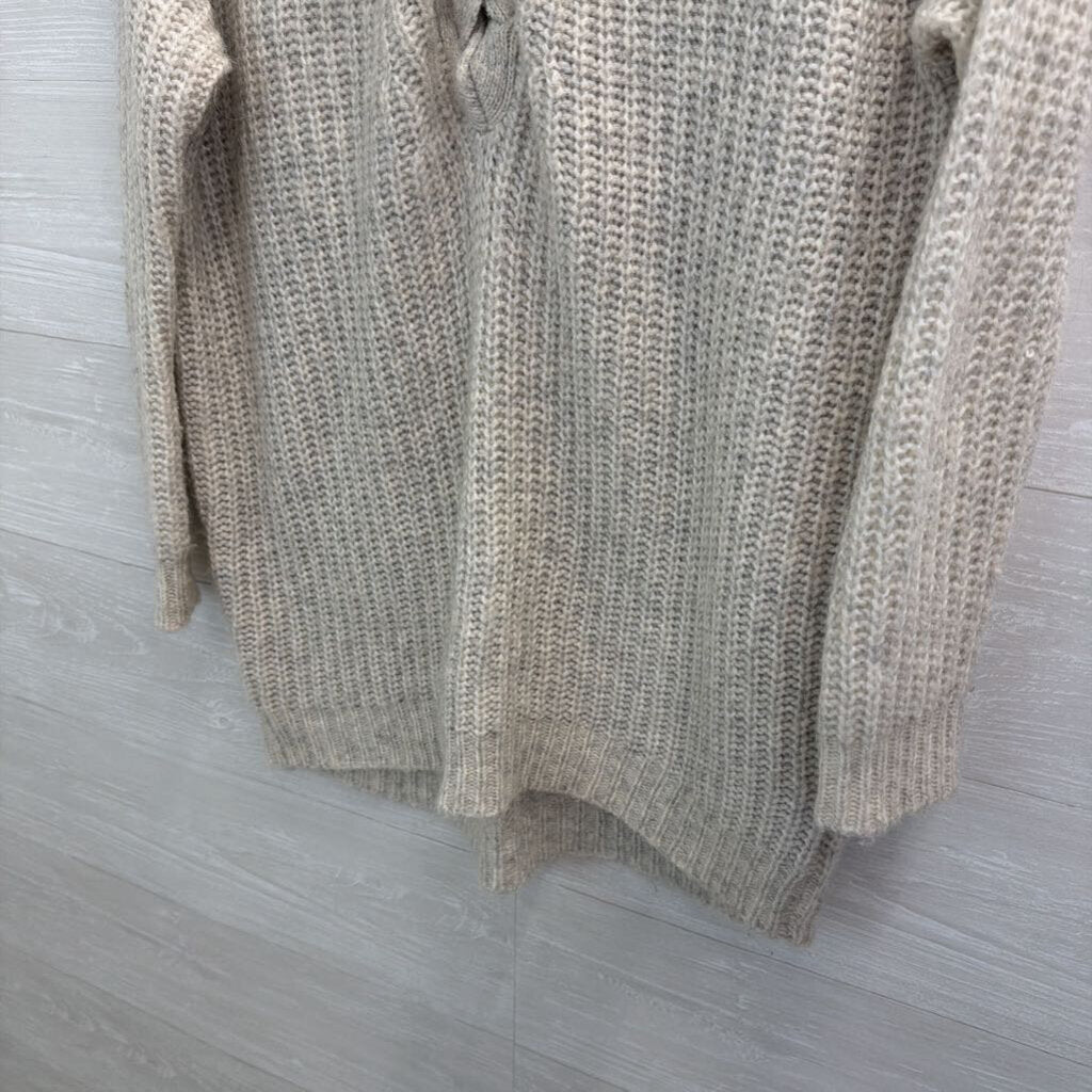 Aerie Grey Knit Lace Up Neck Long Sleeve Sweater Top Medium