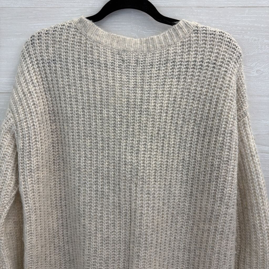 Aerie Grey Knit Lace Up Neck Long Sleeve Sweater Top Medium