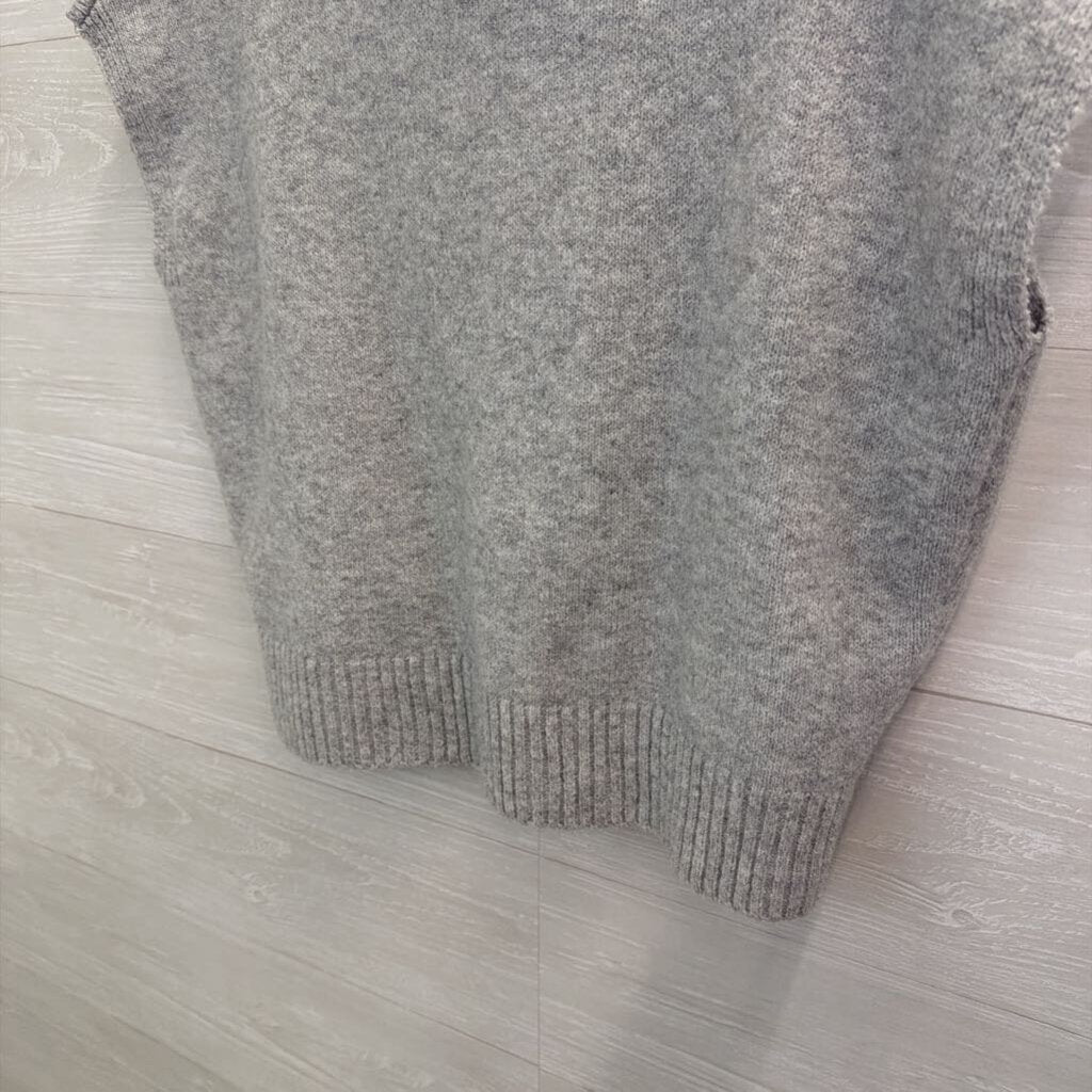 Grey Short Sleeve Cropped Turtleneck Sweater Top Medium