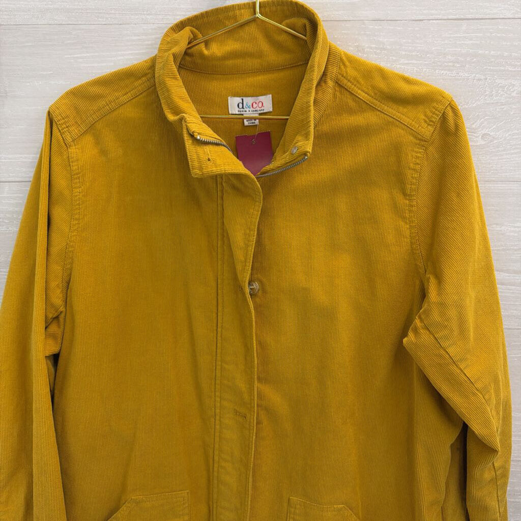 D and Co Yellow Corduroy Zip Up Jacket Large