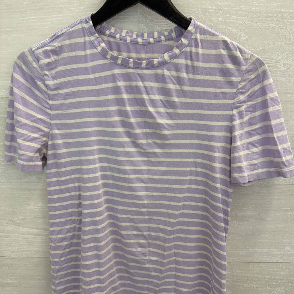 Lululemon Purple/ White Striped Short Sleeve Top Small