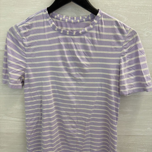 Lululemon Purple/ White Striped Short Sleeve Top Small