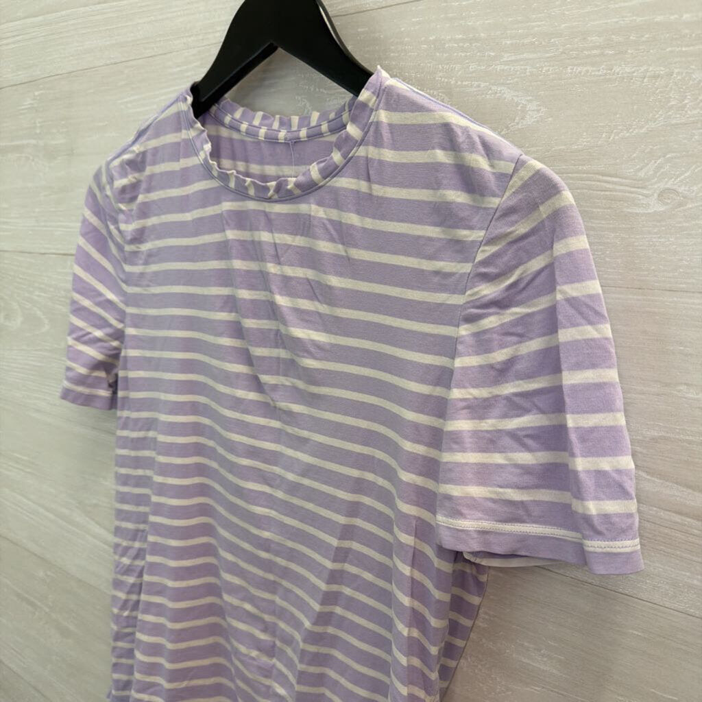 Lululemon Purple/ White Striped Short Sleeve Top Small