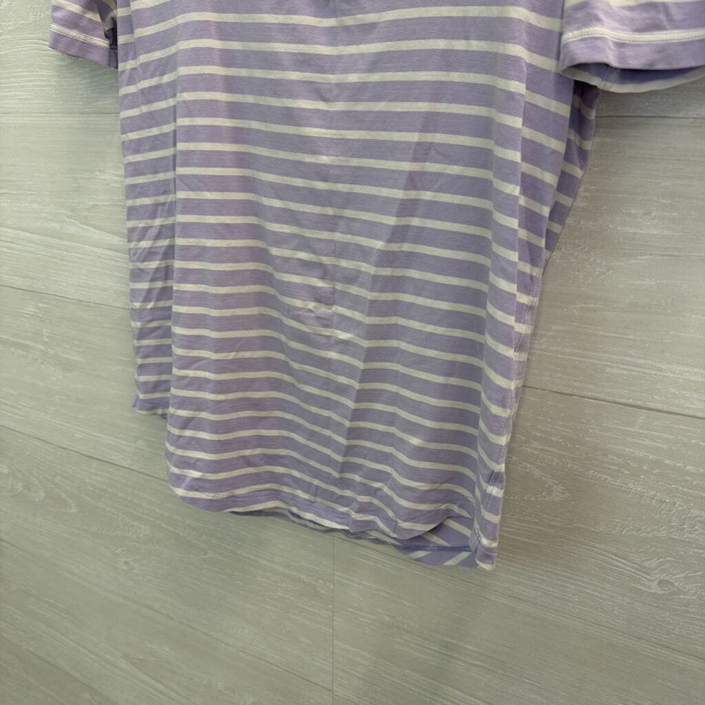 Lululemon Purple/ White Striped Short Sleeve Top Small