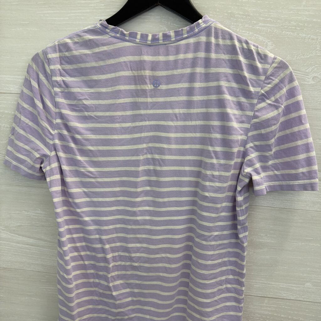 Lululemon Purple/ White Striped Short Sleeve Top Small