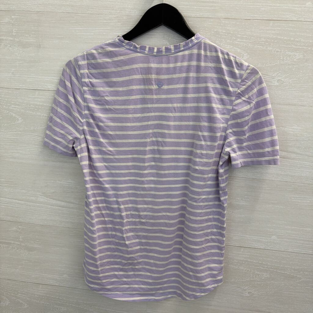 Lululemon Purple/ White Striped Short Sleeve Top Small