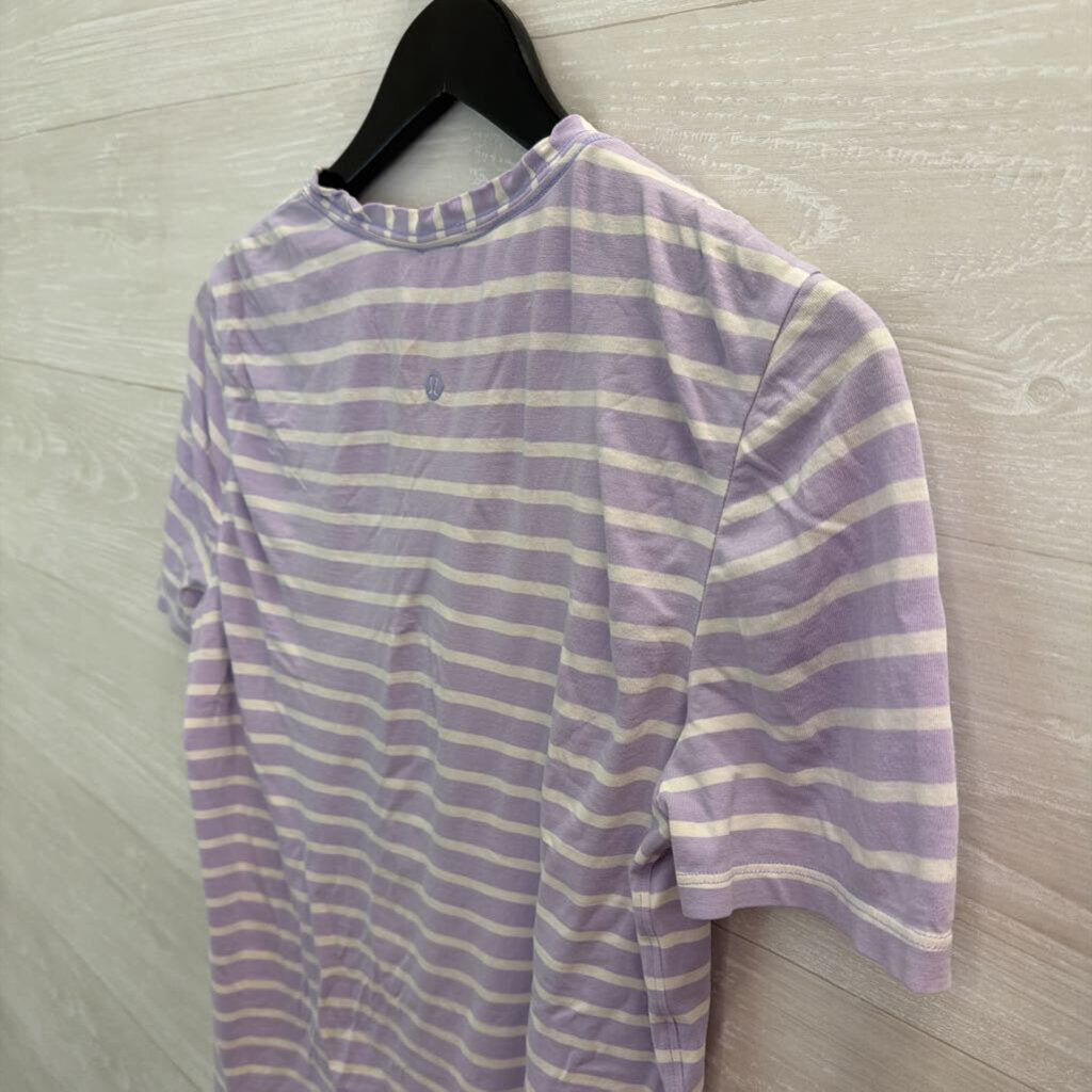 Lululemon Purple/ White Striped Short Sleeve Top Small