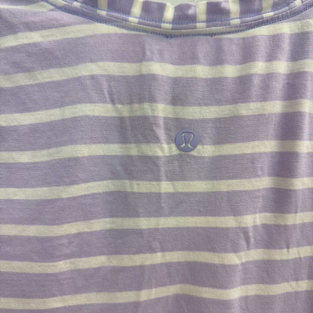 Lululemon Purple/ White Striped Short Sleeve Top Small