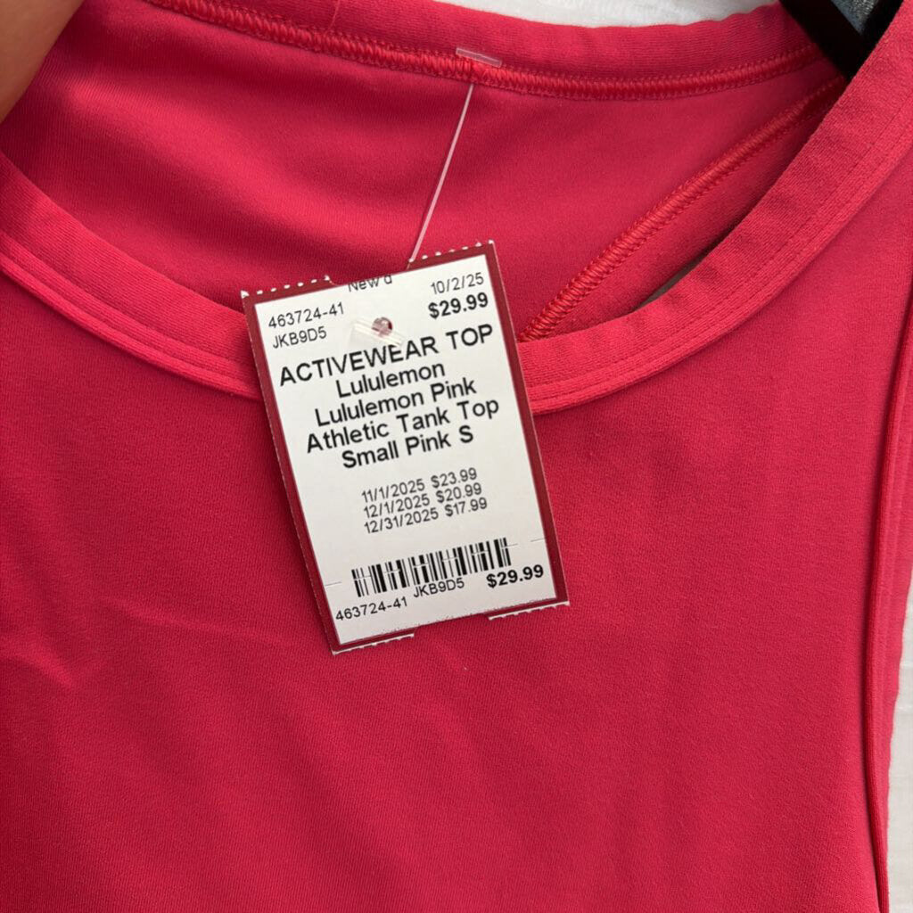 Lululemon Pink Athletic Tank Top Small