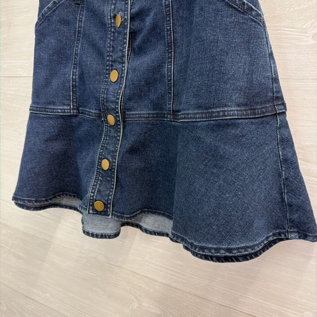 Draper James Dark Wash Snap Front Ruffle Hem Mini Skirt 2