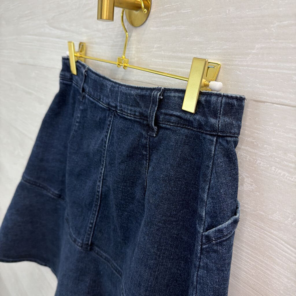 Draper James Dark Wash Snap Front Ruffle Hem Mini Skirt 2