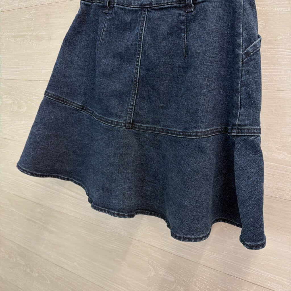 Draper James Dark Wash Snap Front Ruffle Hem Mini Skirt 2