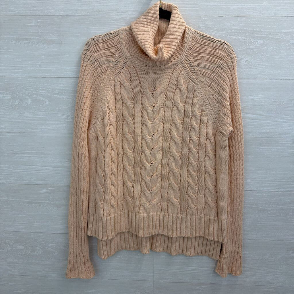 Raoul Peach Cable Knit Turtleneck Sweater Medium