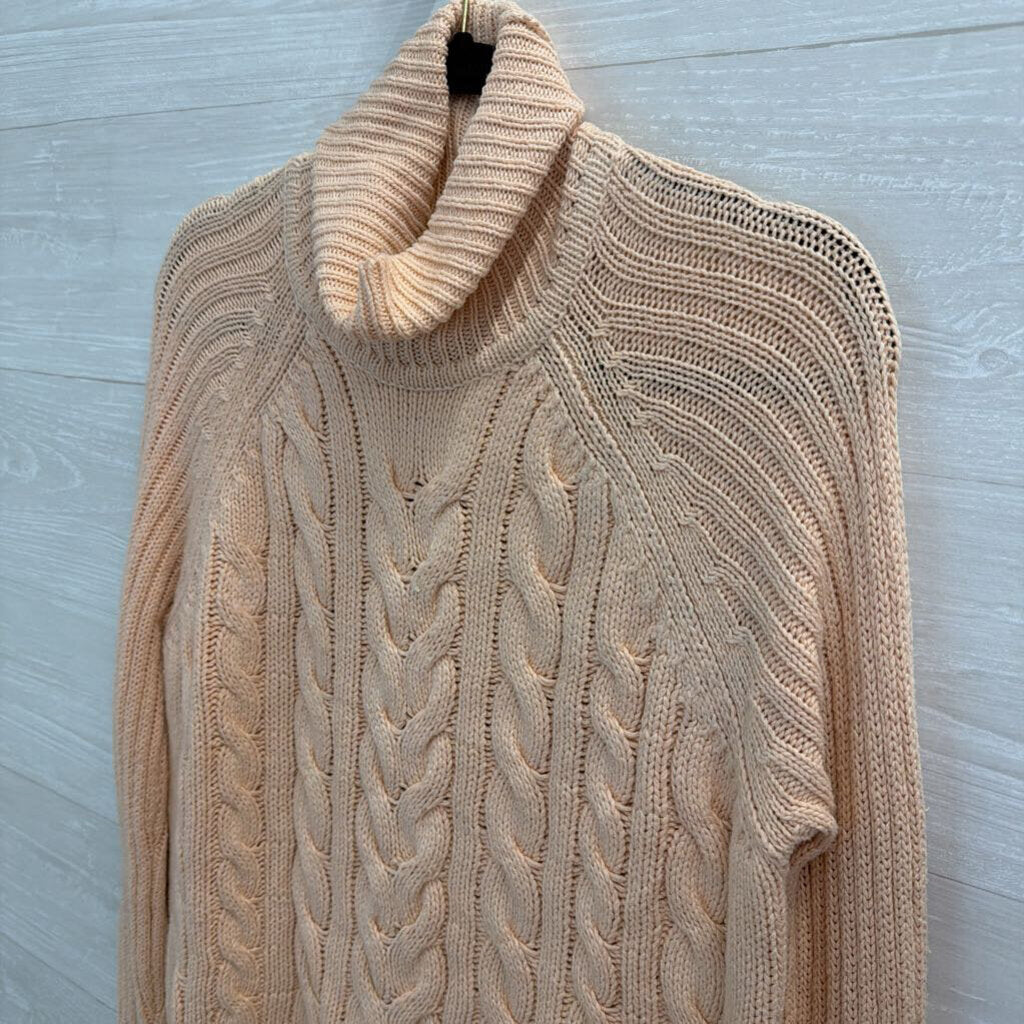 Raoul Peach Cable Knit Turtleneck Sweater Medium