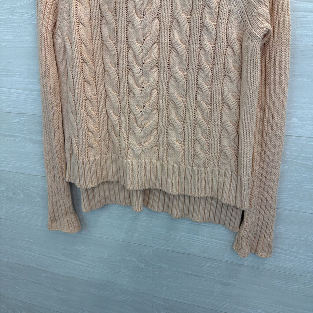 Raoul Peach Cable Knit Turtleneck Sweater Medium
