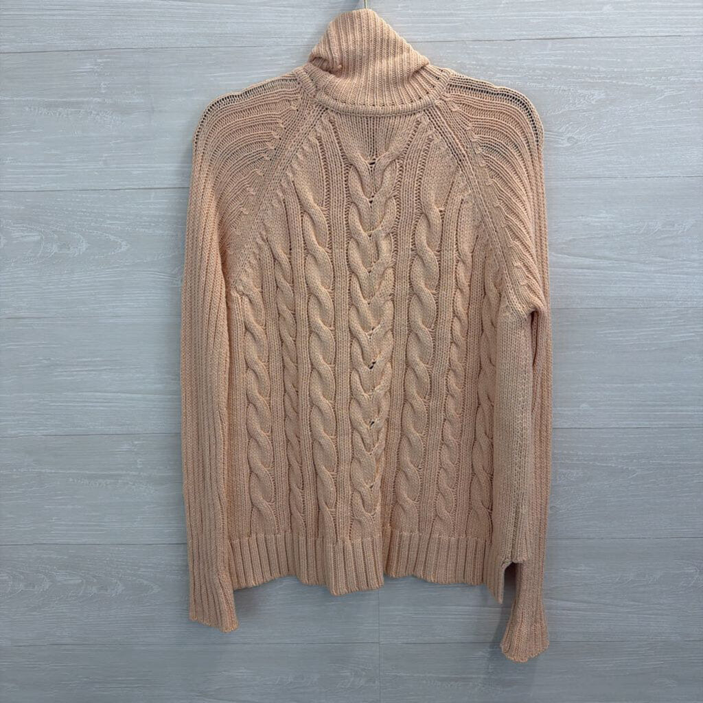 Raoul Peach Cable Knit Turtleneck Sweater Medium